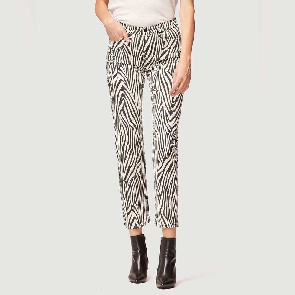 Frame Denim Le High Straight Jeans Noir Multi Zebra Size 34